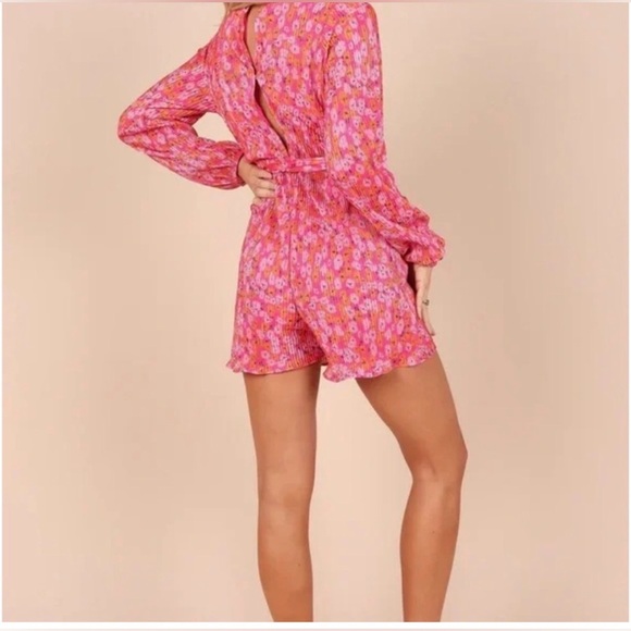 Petal & Pup Pink and Orange Romper - Picture 2 of 7